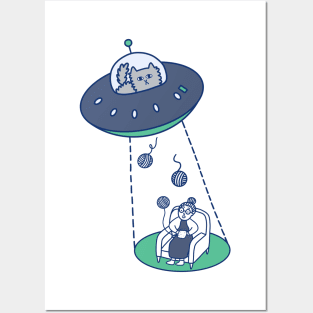 Kitty abduction of yarn balls Posters and Art